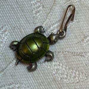 Vintage JJ Jonette Jewelry Pewter Turtle Zipper Pulls - Set of 2 (1 Sealed)